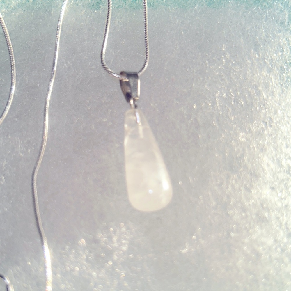 Boho hippie Quartz Crystal Sterling Silver 18” Necklace